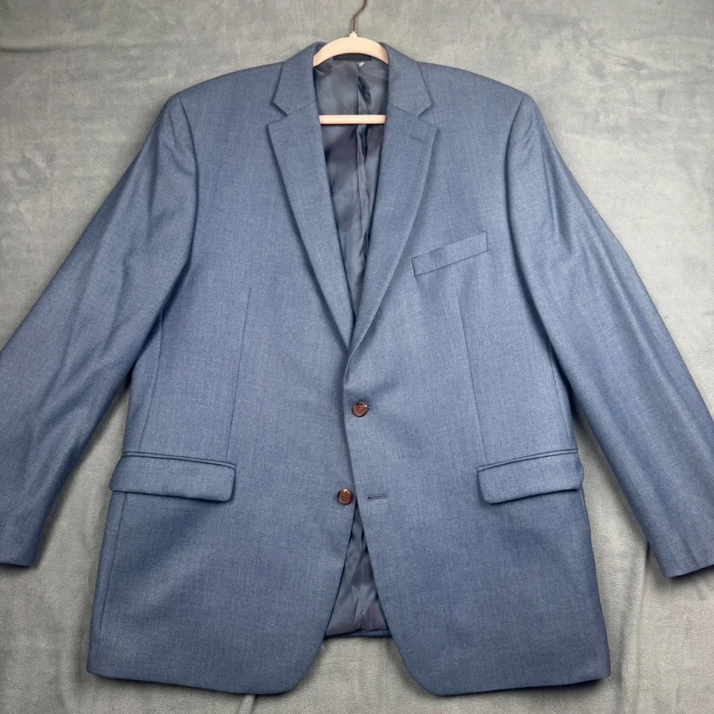 Lauren Ralph Lauren Mens‎ 46L Blue Herringbone Blazer Sport Coat 2-Button Jacket